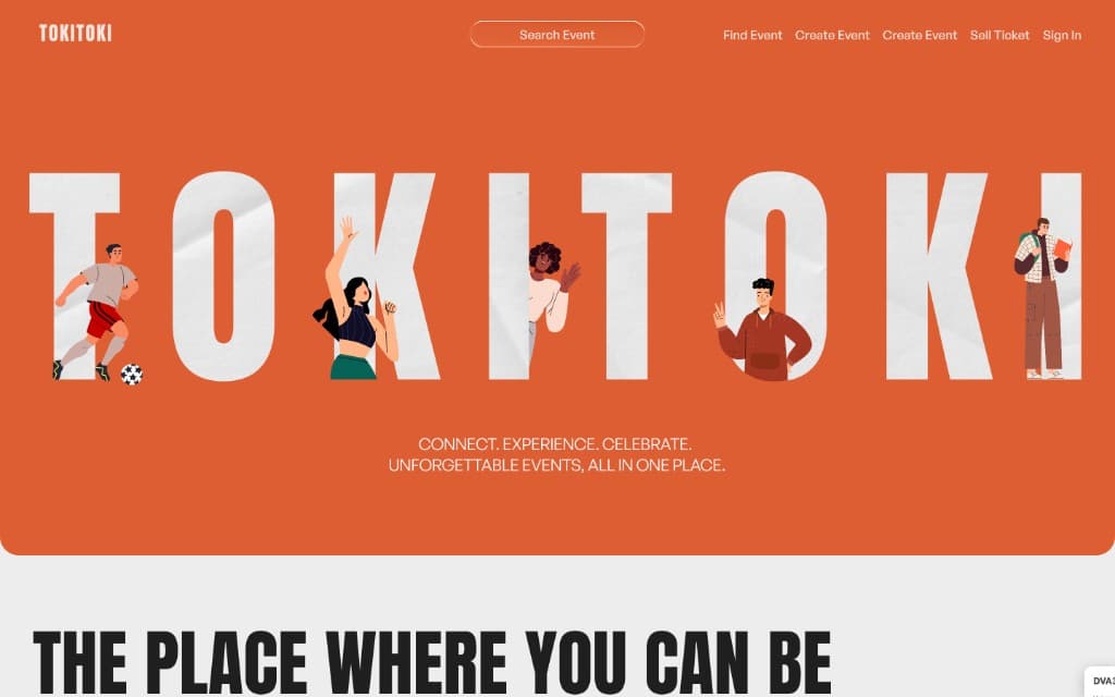 TokiToki event discovery homepage
